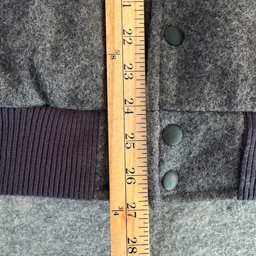 VTG Identity Inc Mighty Ducks Leather Wool Varsity Jacket Gray Made in USA Large - Picture 15 of 15